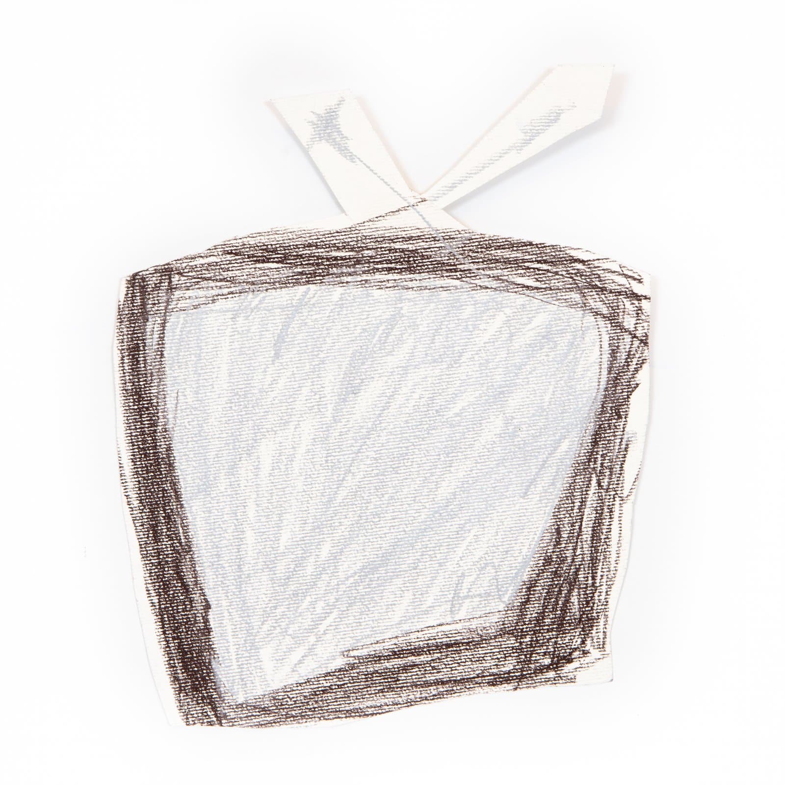Drawing of a vintage television set in dark brown and light blue Art Stix on a cut-paper silhouette.